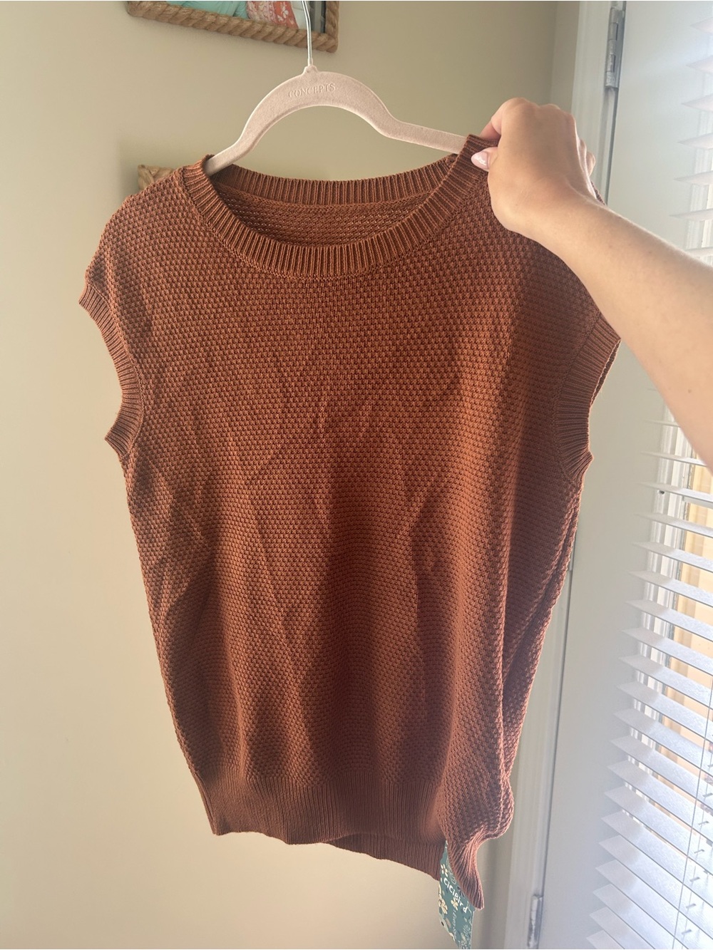 Sleeveless Knit Shell Top - Brown